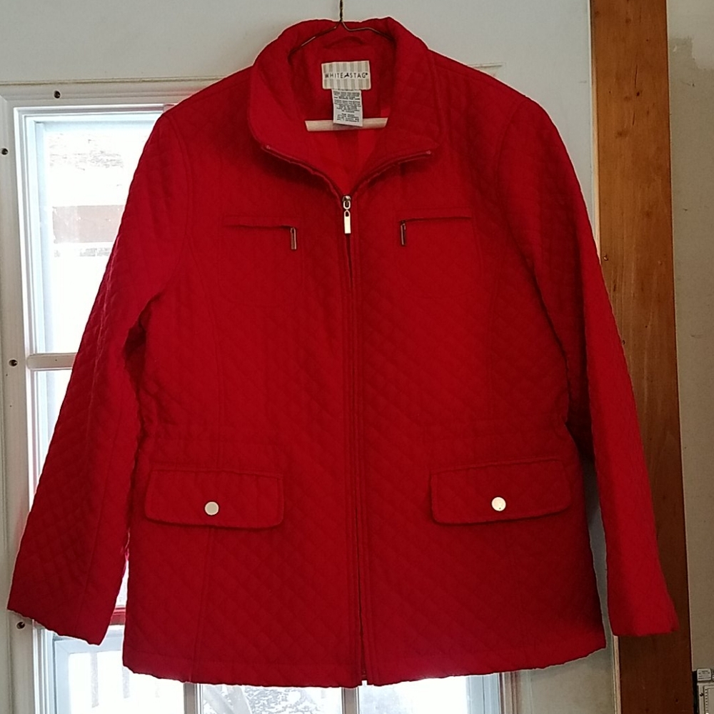 Girls Red Jacket marked L G White Stag